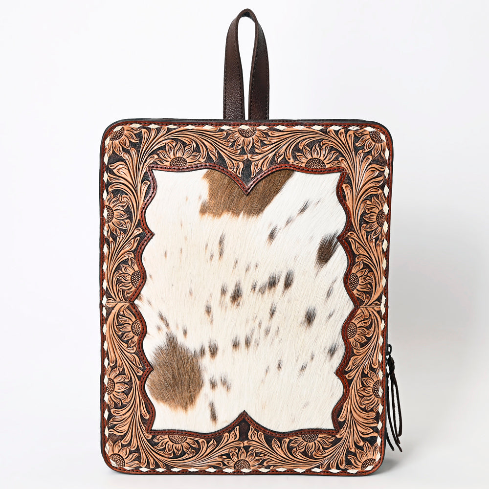 LC-ADBGA401 Hand-Tooled Leather Western Cowhide Backpack Floral Frame Design