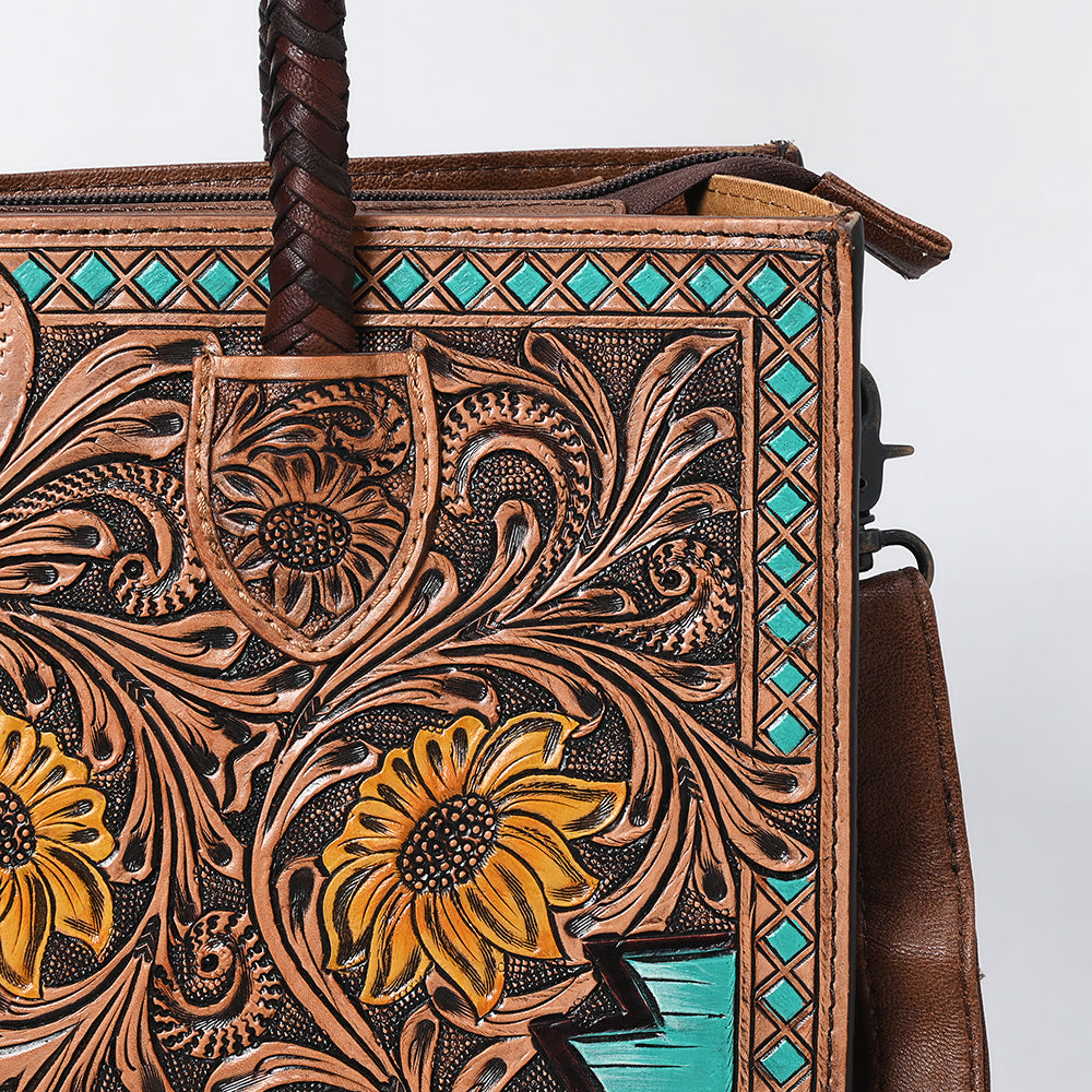 ADBG1158 American Darling Floral Tooled Leather Tote | Western Crossbody Bag