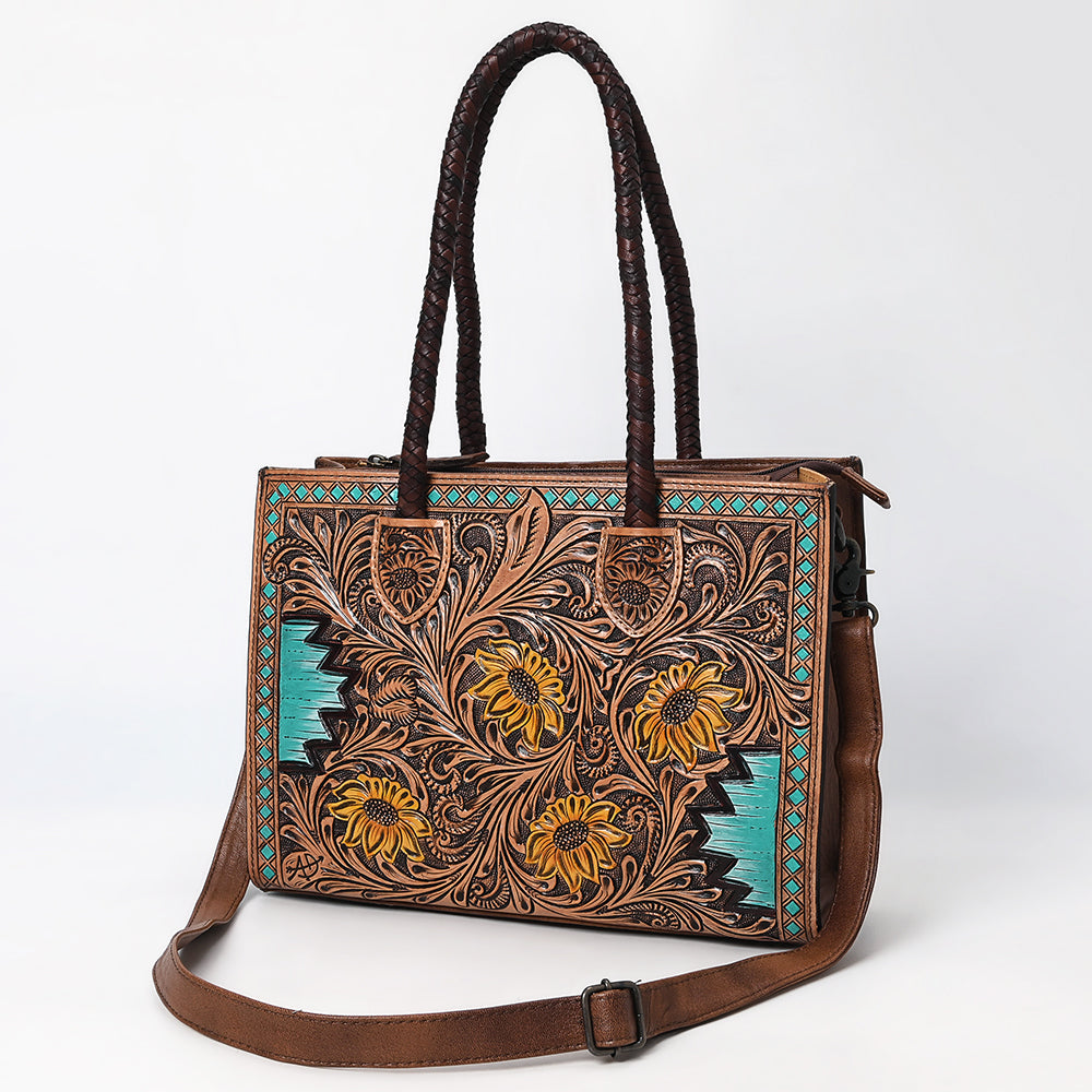 ADBG1158 American Darling Floral Tooled Leather Tote | Western Crossbody Bag