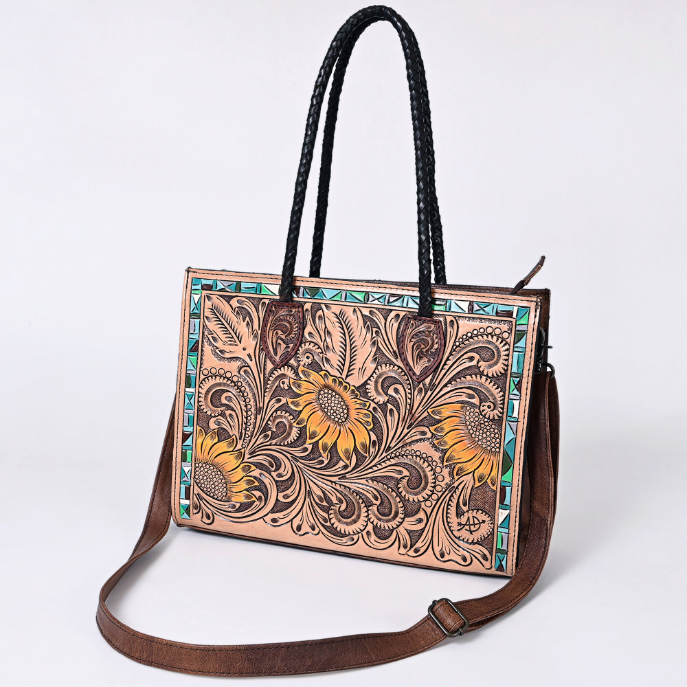 ADBG1158 American Darling Floral Tooled Leather Tote | Western Crossbody Bag