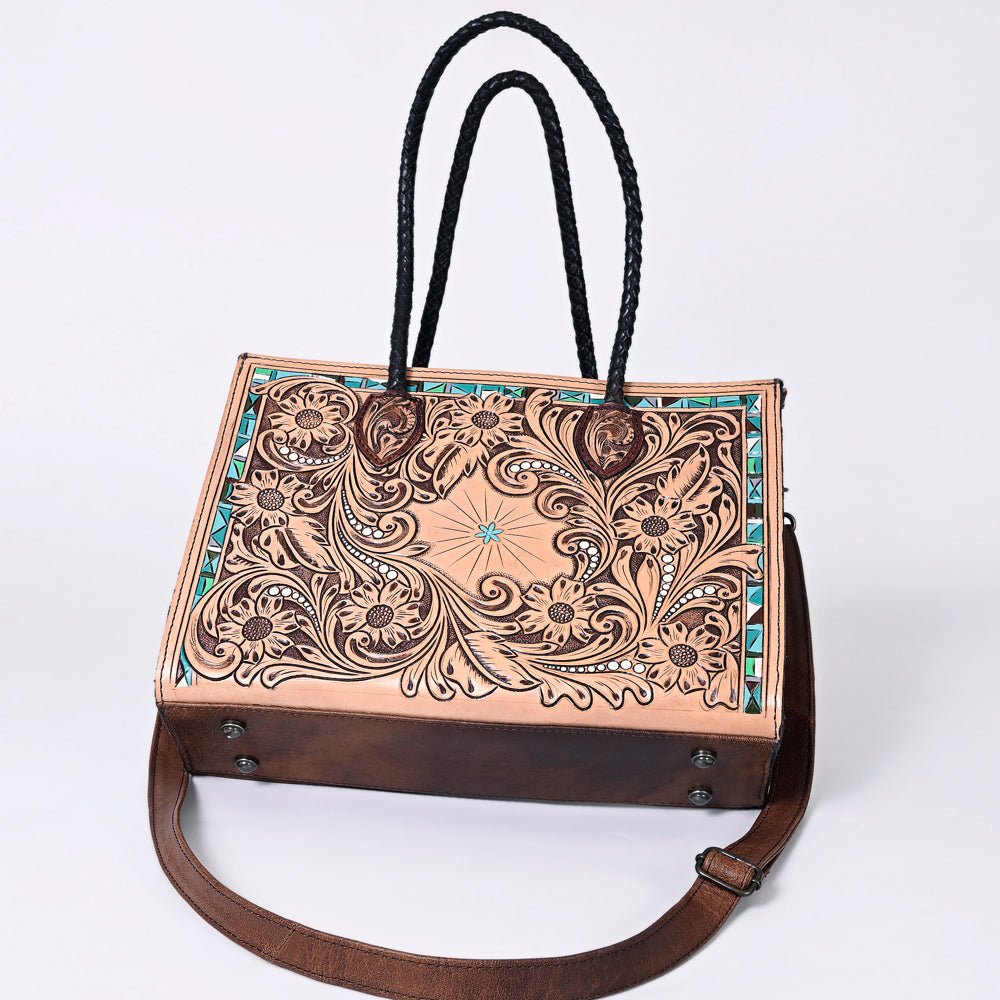 ADBG1158 American Darling Floral Tooled Leather Tote | Western Crossbody Bag