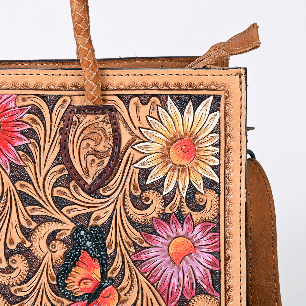 ADBG1158 American Darling Floral Tooled Leather Tote | Western Crossbody Bag
