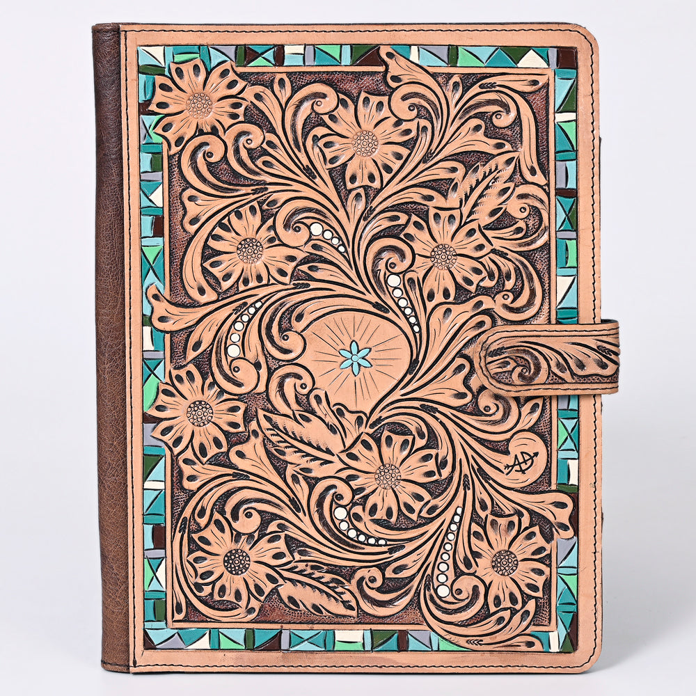 ADBG1040 American Darling Hand-Tooled Floral Genuine Leather Western Portfolio Bag