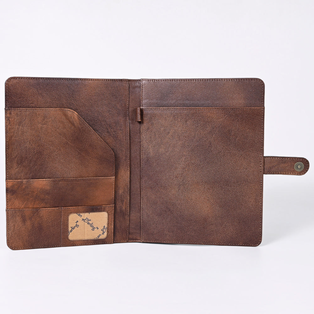 ADBG1040 American Darling Hand-Tooled Floral Genuine Leather Western Portfolio Bag
