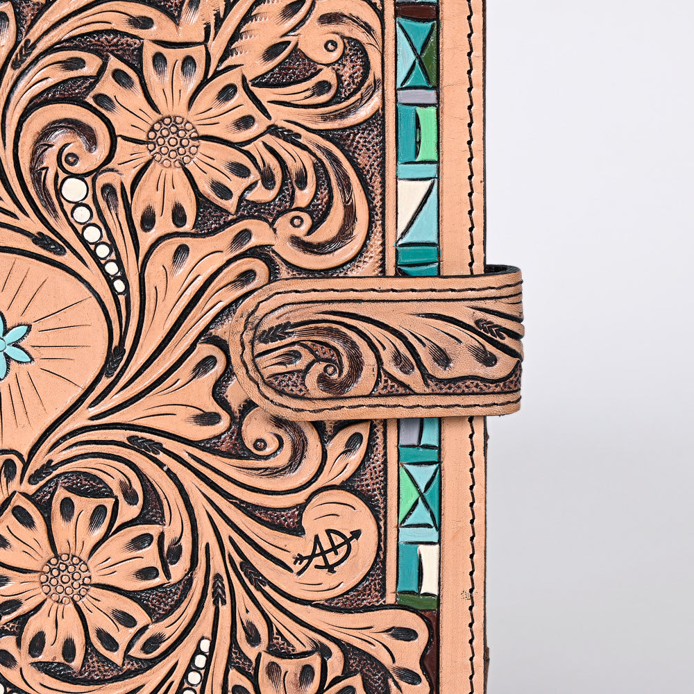ADBG1040 American Darling Hand-Tooled Floral Genuine Leather Western Portfolio Bag