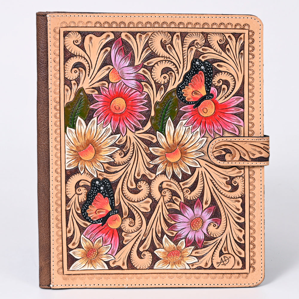 ADBG1040 American Darling Hand-Tooled Floral Genuine Leather Western Portfolio Bag