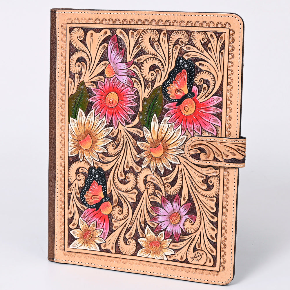 ADBG1040 American Darling Hand-Tooled Floral Genuine Leather Western Portfolio Bag