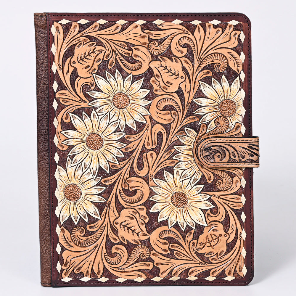 ADBG1040 American Darling Hand-Tooled Floral Genuine Leather Western Portfolio Bag