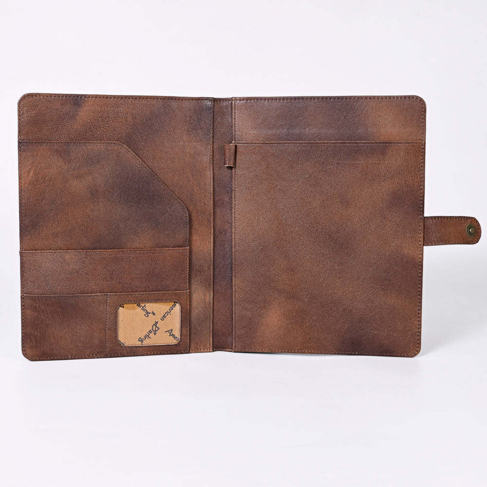ADBG1040 American Darling Hand-Tooled Floral Genuine Leather Western Portfolio Bag