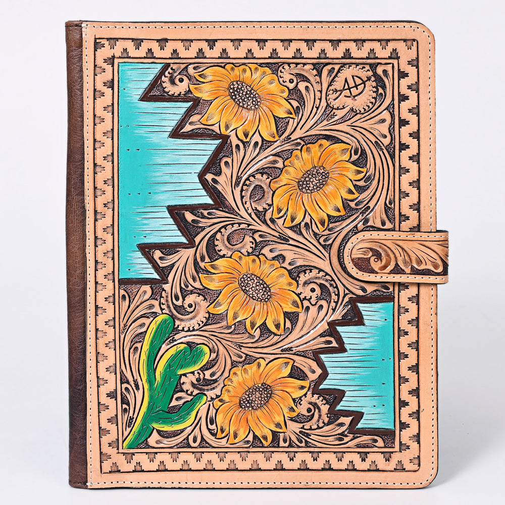ADBG1040 American Darling Hand-Tooled Floral Genuine Leather Western Portfolio Bag