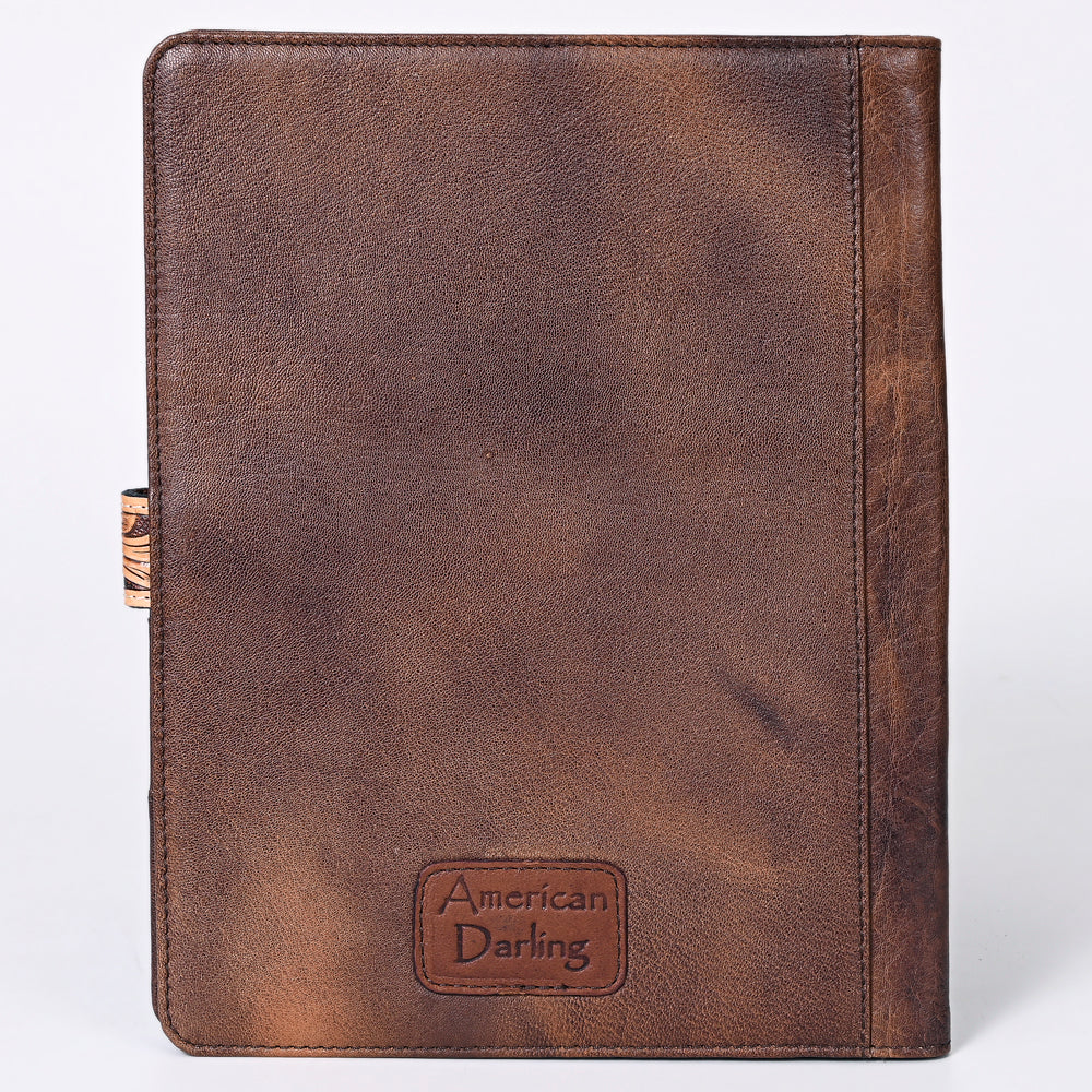 ADBG1040 American Darling Hand-Tooled Floral Genuine Leather Western Portfolio Bag