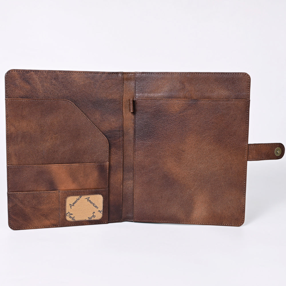 ADBG1040 American Darling Hand-Tooled Floral Genuine Leather Western Portfolio Bag