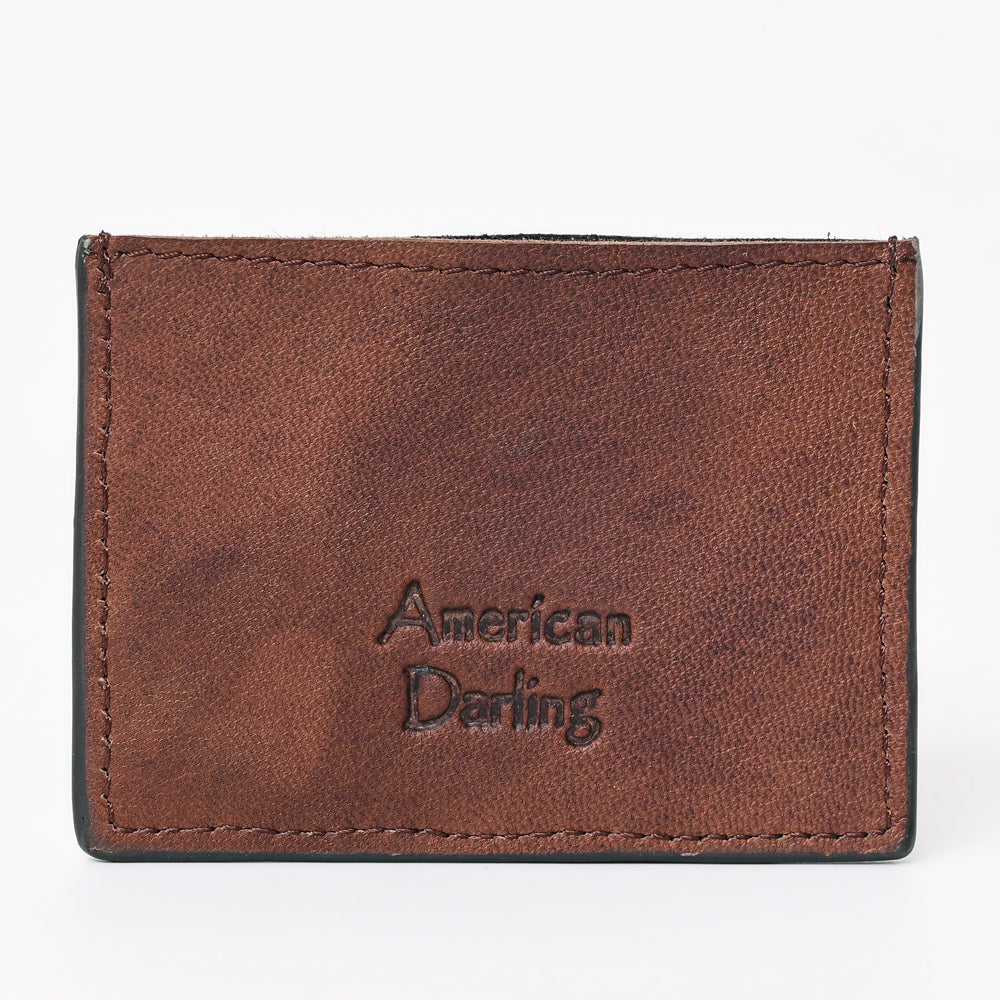 ADBGZ747 Hair-On Cowhide Leather Card Holder - Western Minimalist Wallet