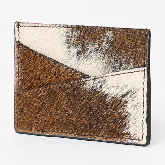 ADBGZ747 Hair-On Cowhide Leather Card Holder - Western Minimalist Wallet