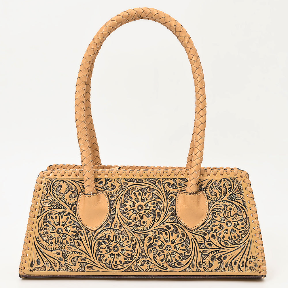 ADBGZ764 Trapezoid Western Satchel - Hand Tooled Leather Clutch Bag