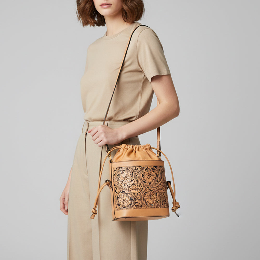 LC-ADBGZ765 Bucket Genuine Western Leather Women Bag
