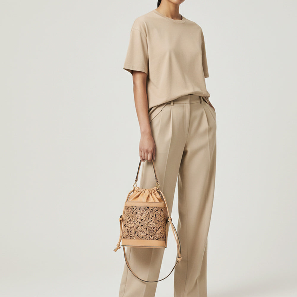 LC-ADBGZ765 Bucket Genuine Western Leather Women Bag