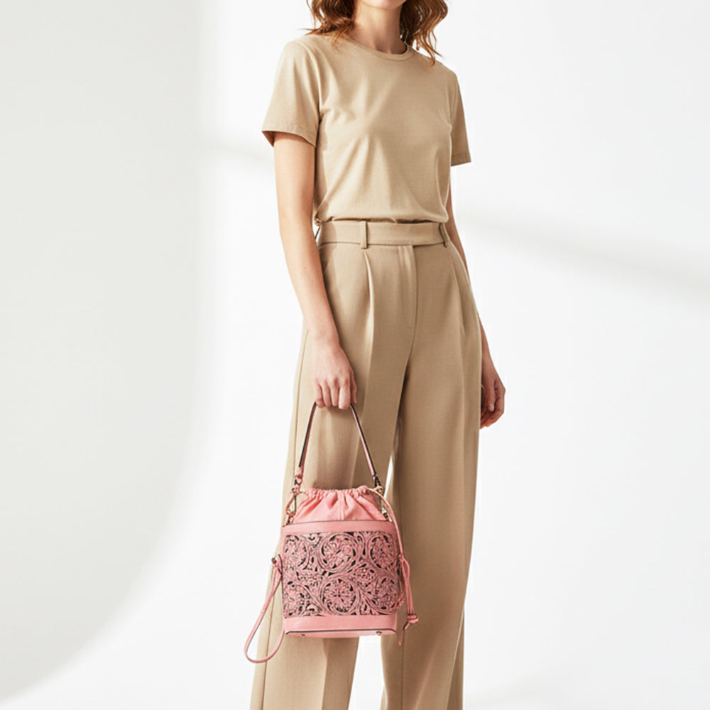 LC-ADBGZ765B Bucket Genuine Western Leather Women Bag