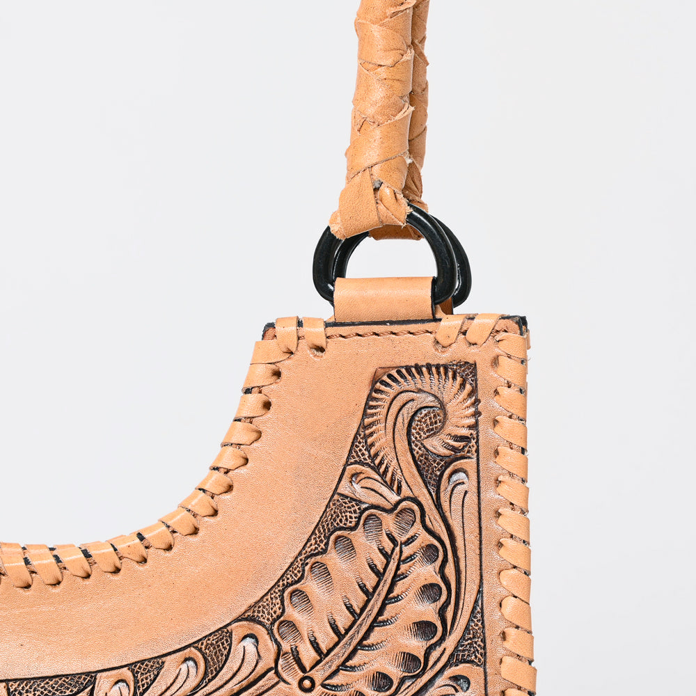 ADBGZ767 Natural Vertical Tote Bag - Hand Tooled Leather Western Purse