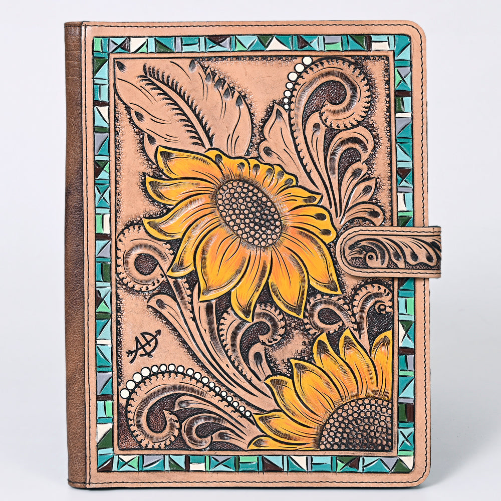 ADBG1040 American Darling Hand-Tooled Floral Genuine Leather Western Portfolio Bag