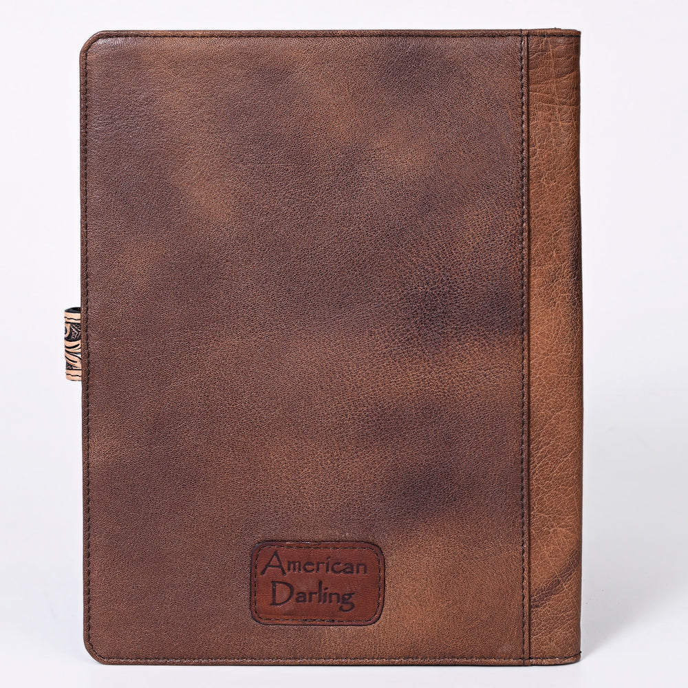 ADBG1040 American Darling Hand-Tooled Floral Genuine Leather Western Portfolio Bag