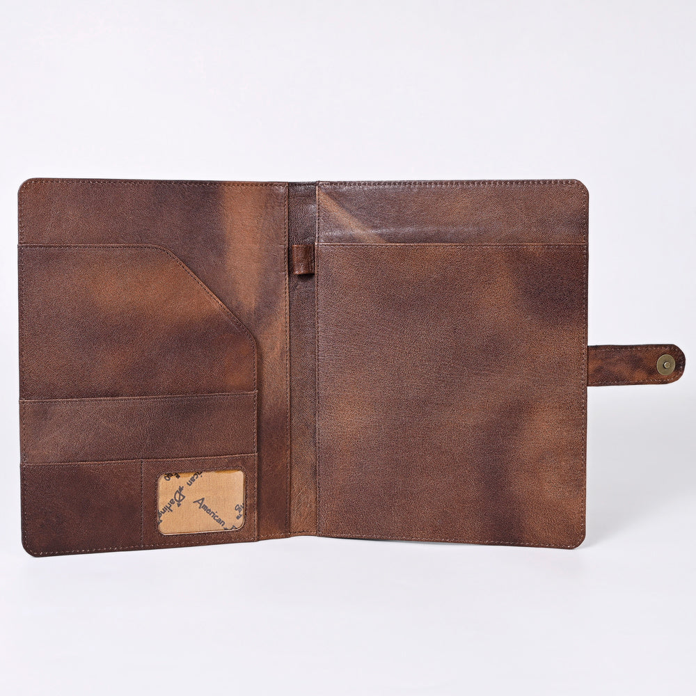 ADBG1040 American Darling Hand-Tooled Floral Genuine Leather Western Portfolio Bag