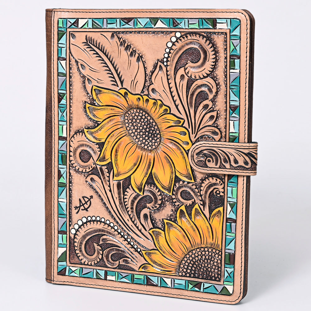 ADBG1040 American Darling Hand-Tooled Floral Genuine Leather Western Portfolio Bag