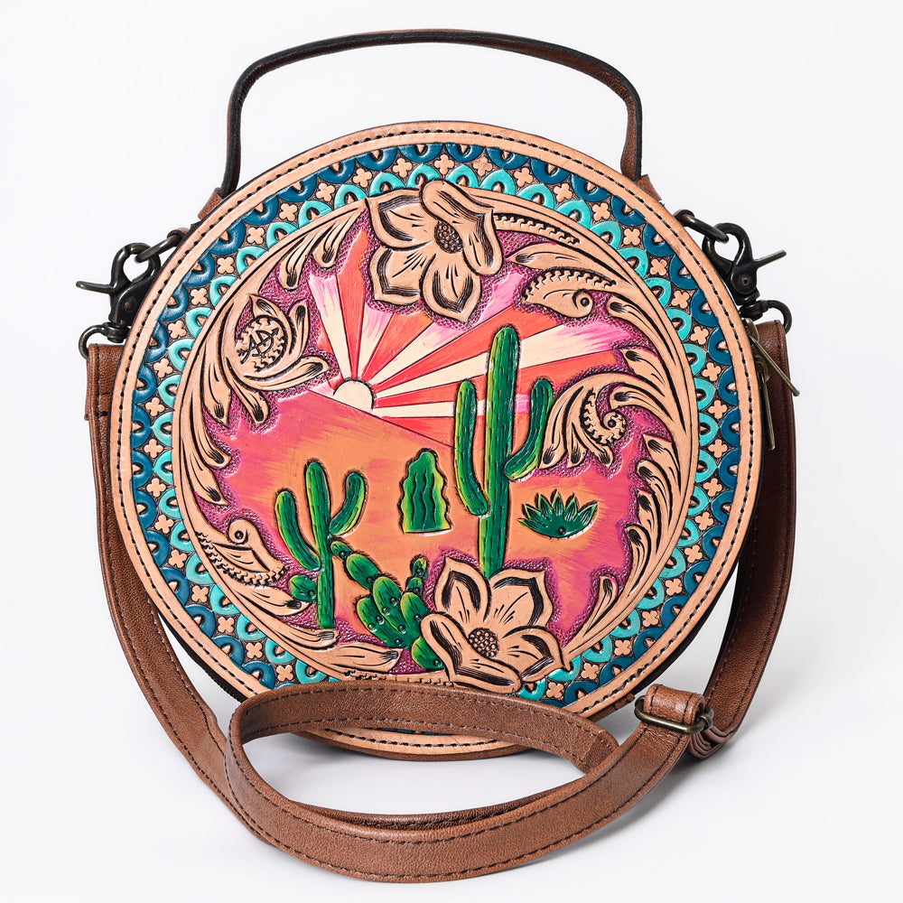 ADBG1192 American Darling Western Canteen Bag Hand Tooled Genuine Leather Crossbody