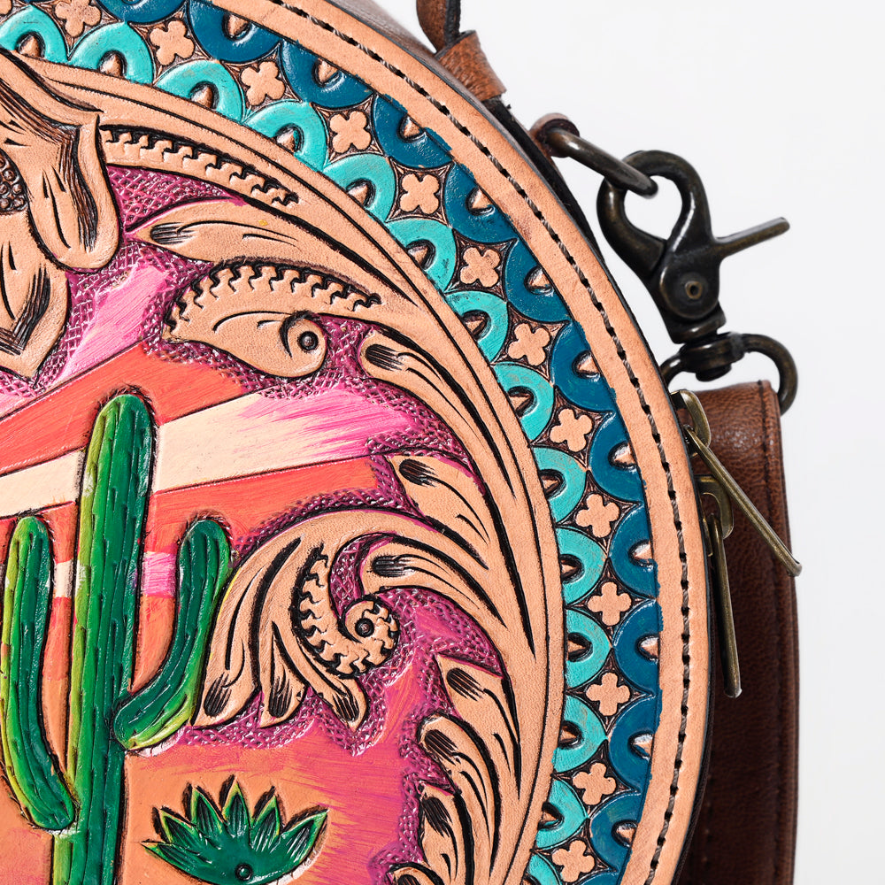 ADBG1192 American Darling Western Canteen Bag Hand Tooled Genuine Leather Crossbody