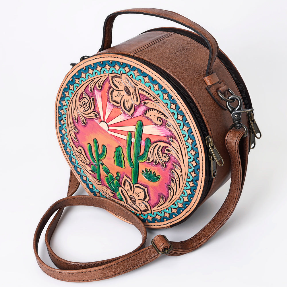 ADBG1192 American Darling Western Canteen Bag Hand Tooled Genuine Leather Crossbody