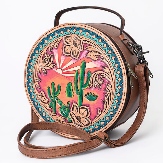 ADBG1192 American Darling Western Canteen Bag Hand Tooled Genuine Leather Crossbody
