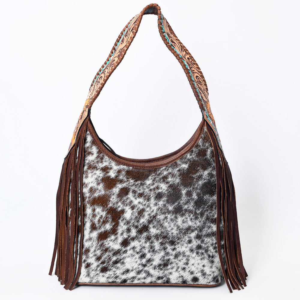 LC-ADBG803 Annie Western Hobo Bag Hair-On Cowhide & Tooled Leather Shoulder Purse