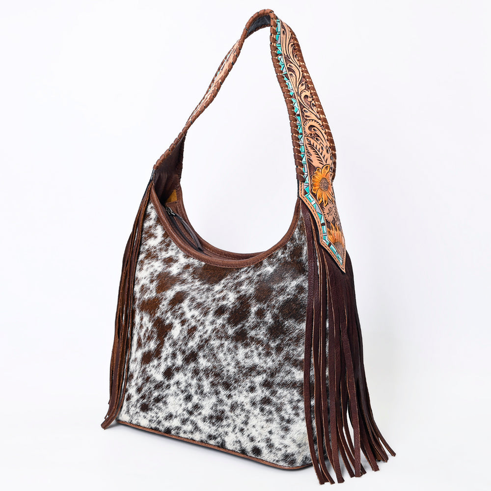 LC-ADBG803 Annie Western Hobo Bag Hair-On Cowhide & Tooled Leather Shoulder Purse