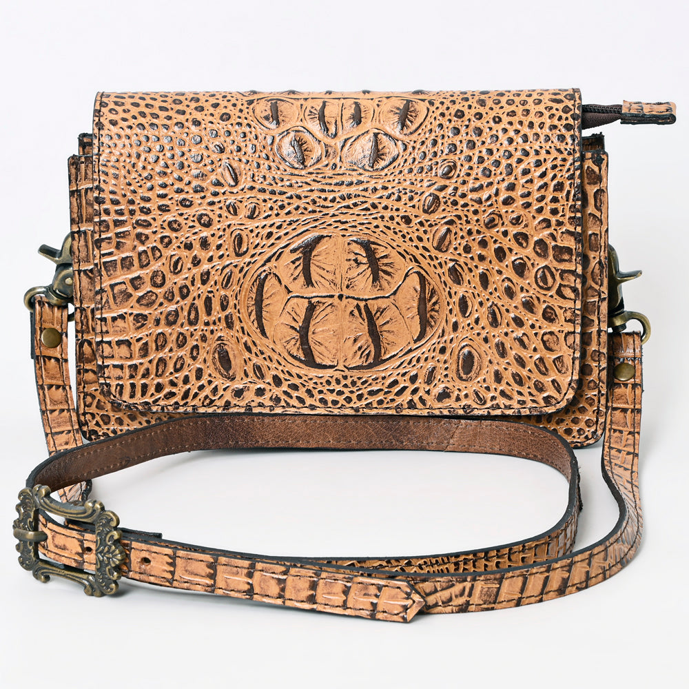 ADBG1193 American Darling Western Crossbody Bag Crocodile Embossed Genuine Leather