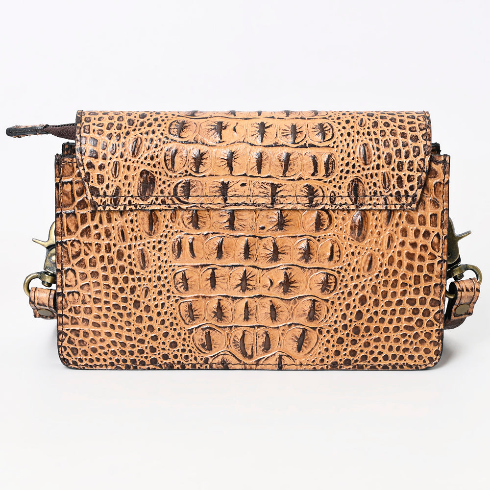 ADBG1193 American Darling Western Crossbody Bag Crocodile Embossed Genuine Leather
