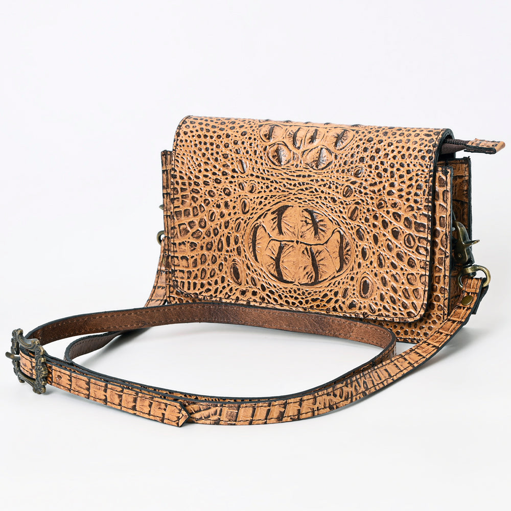 ADBG1193 American Darling Western Crossbody Bag Crocodile Embossed Genuine Leather