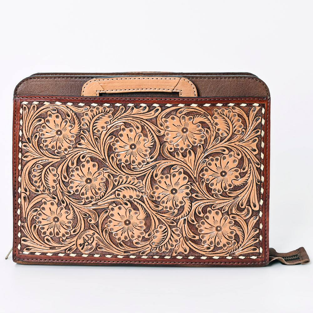 ADBG1194 American Darling Western Hand Tooled Leather Briefcase Bag Genuine Leather