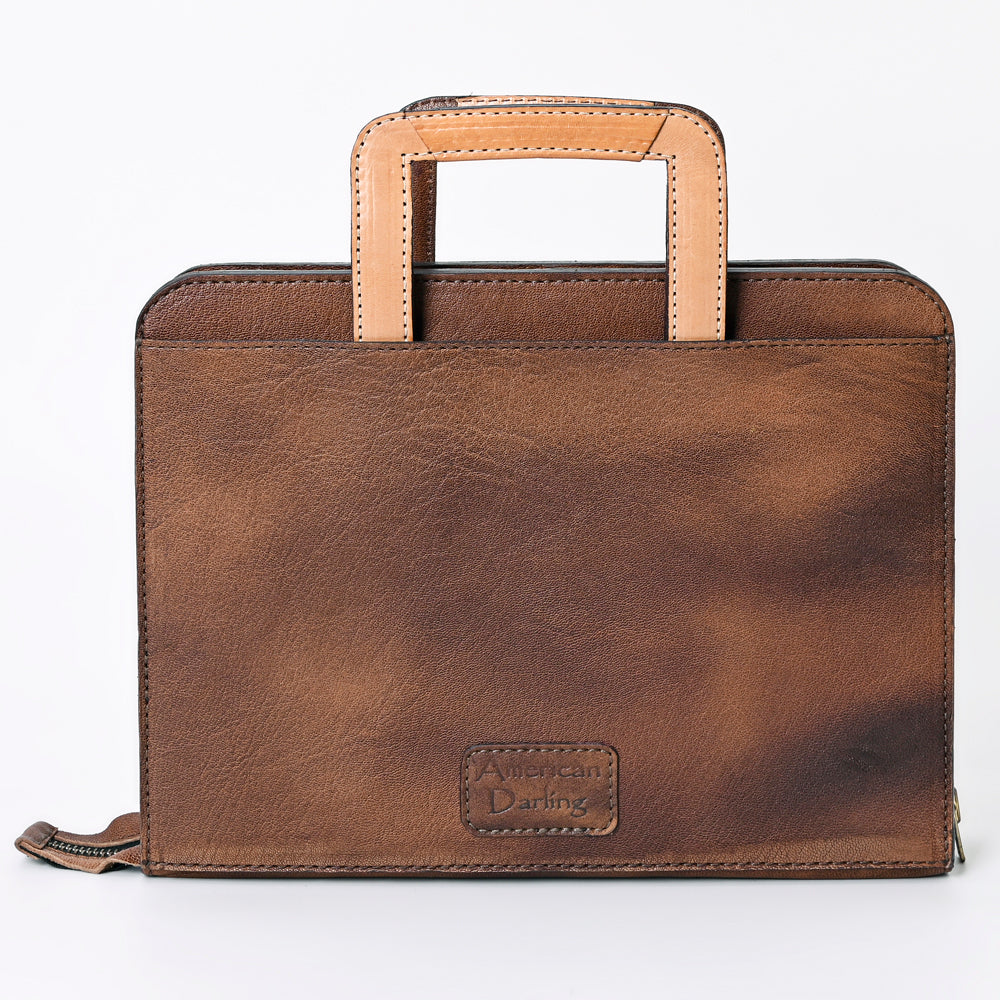 ADBG1194 American Darling Western Hand Tooled Leather Briefcase Bag Genuine Leather