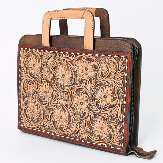 ADBG1194 American Darling Western Hand Tooled Leather Briefcase Bag Genuine Leather