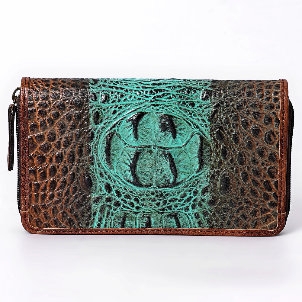 ADBG1195 American Darling Western Organizer Bag Crocodile Embossed Hand Tooled Leather