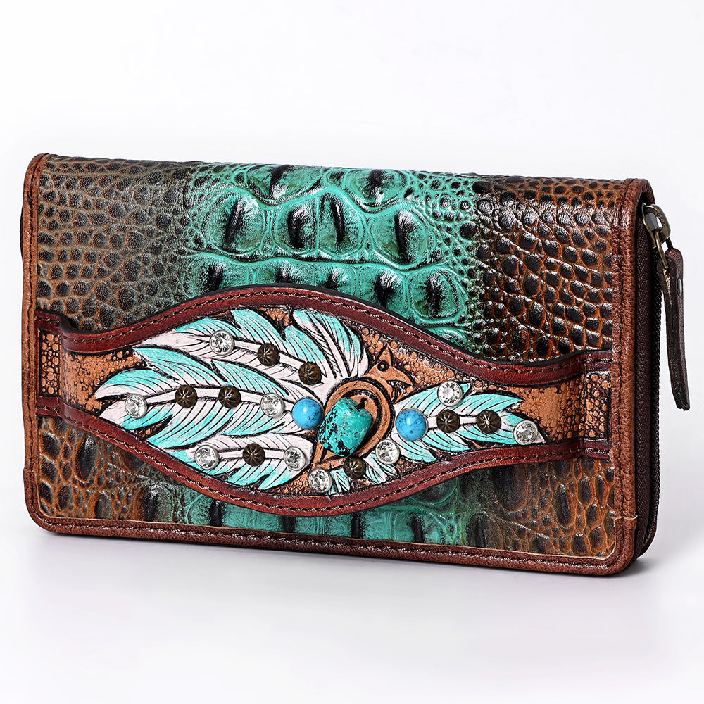ADBG1195 American Darling Western Organizer Bag Crocodile Embossed Hand Tooled Leather