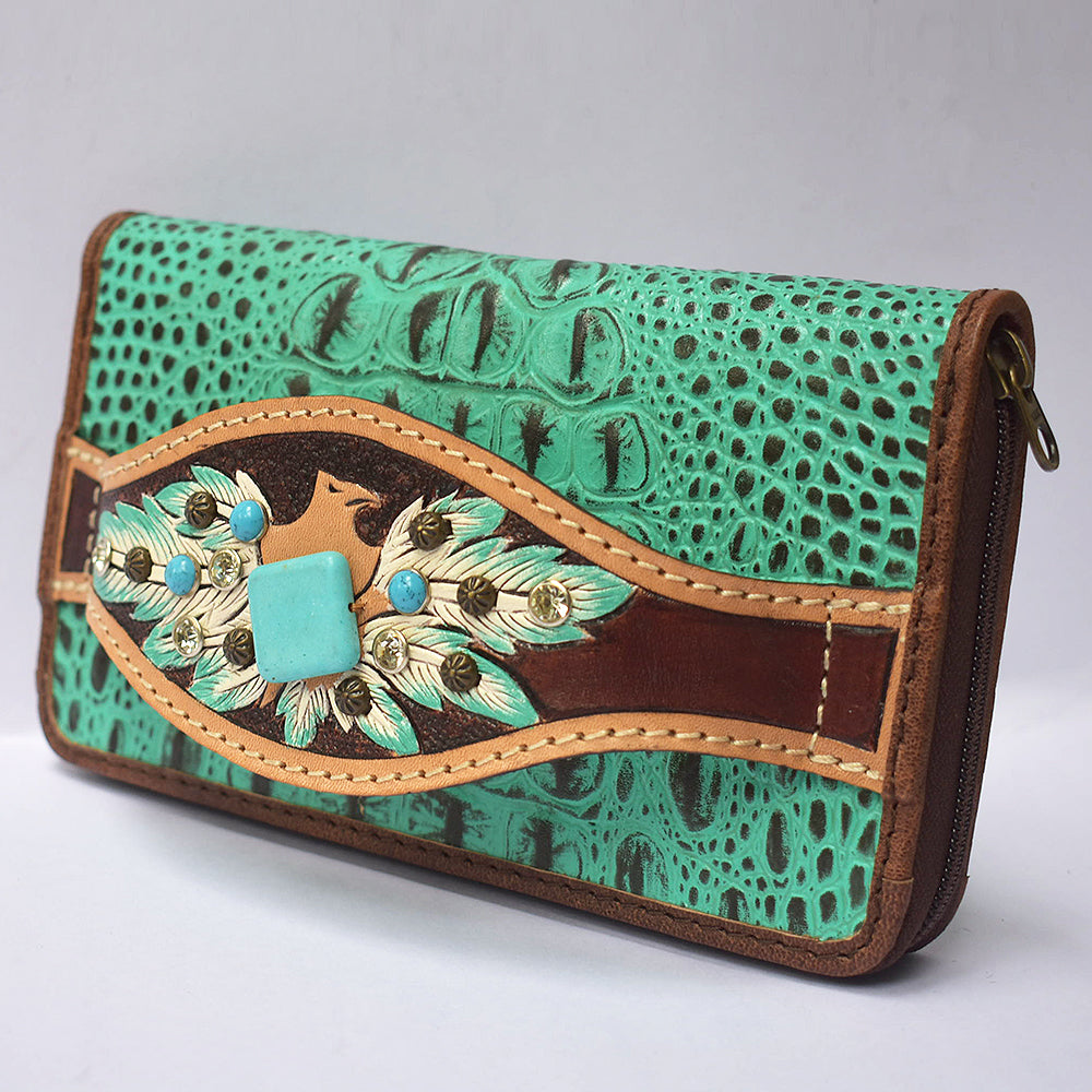 ADBG1195 American Darling Western Organizer Bag Crocodile Embossed Hand Tooled Leather