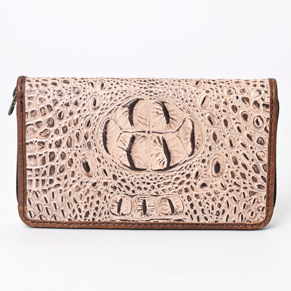 ADBG1195 American Darling Western Organizer Bag Crocodile Embossed Hand Tooled Leather