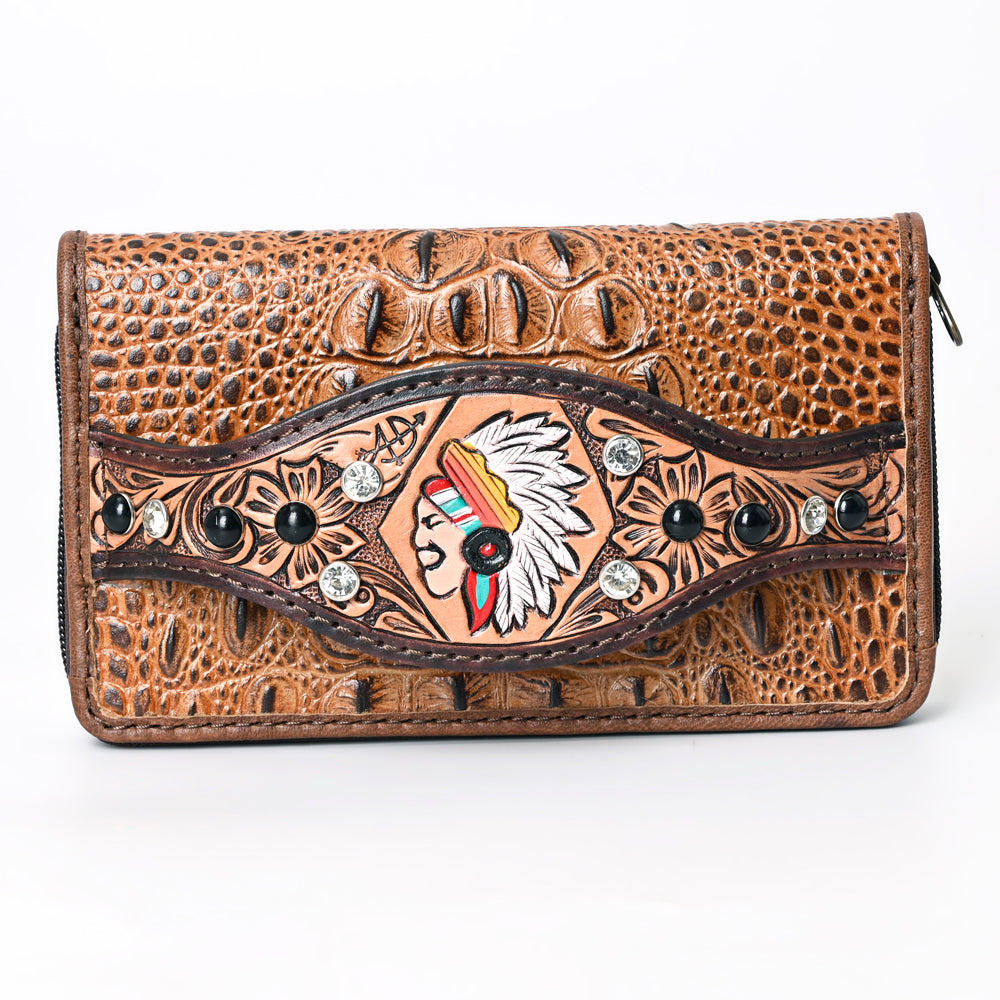 ADBG1195 American Darling Western Organizer Bag Crocodile Embossed Hand Tooled Leather