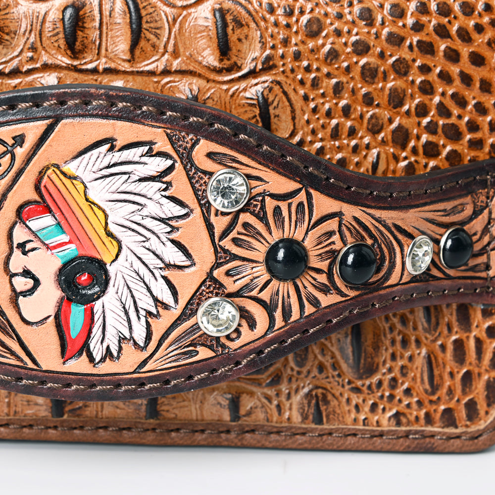 ADBG1195 American Darling Western Organizer Bag Crocodile Embossed Hand Tooled Leather