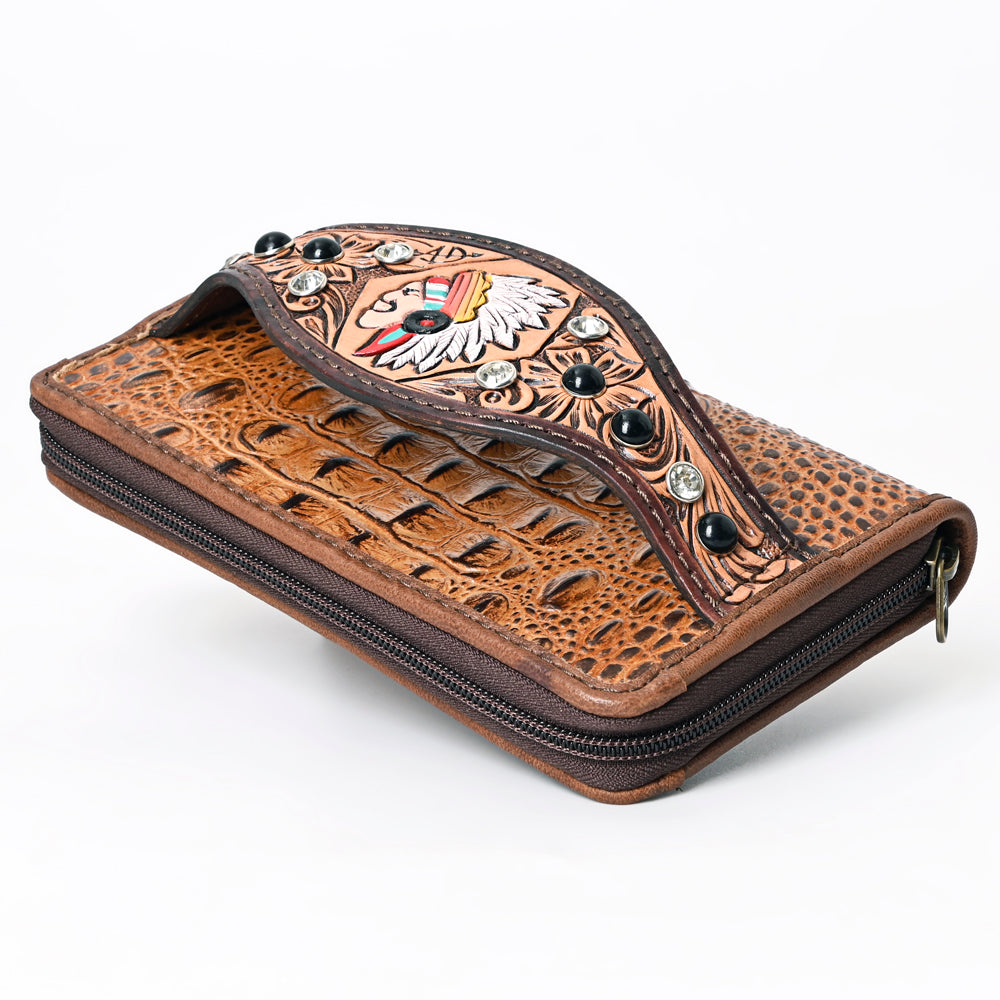 ADBG1195 American Darling Western Organizer Bag Crocodile Embossed Hand Tooled Leather