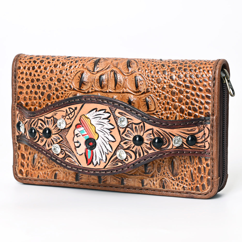 ADBG1195 American Darling Western Organizer Bag Crocodile Embossed Hand Tooled Leather