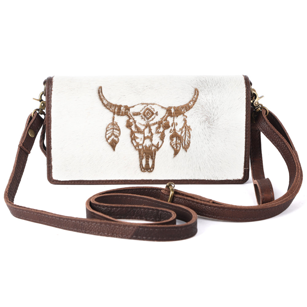 ADBGM169 Hair-On Leather Western Crossbody Purse with Western Scene