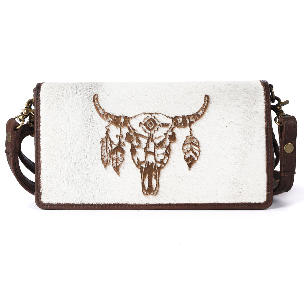 ADBGM169 Hair-On Leather Western Crossbody Purse with Western Scene