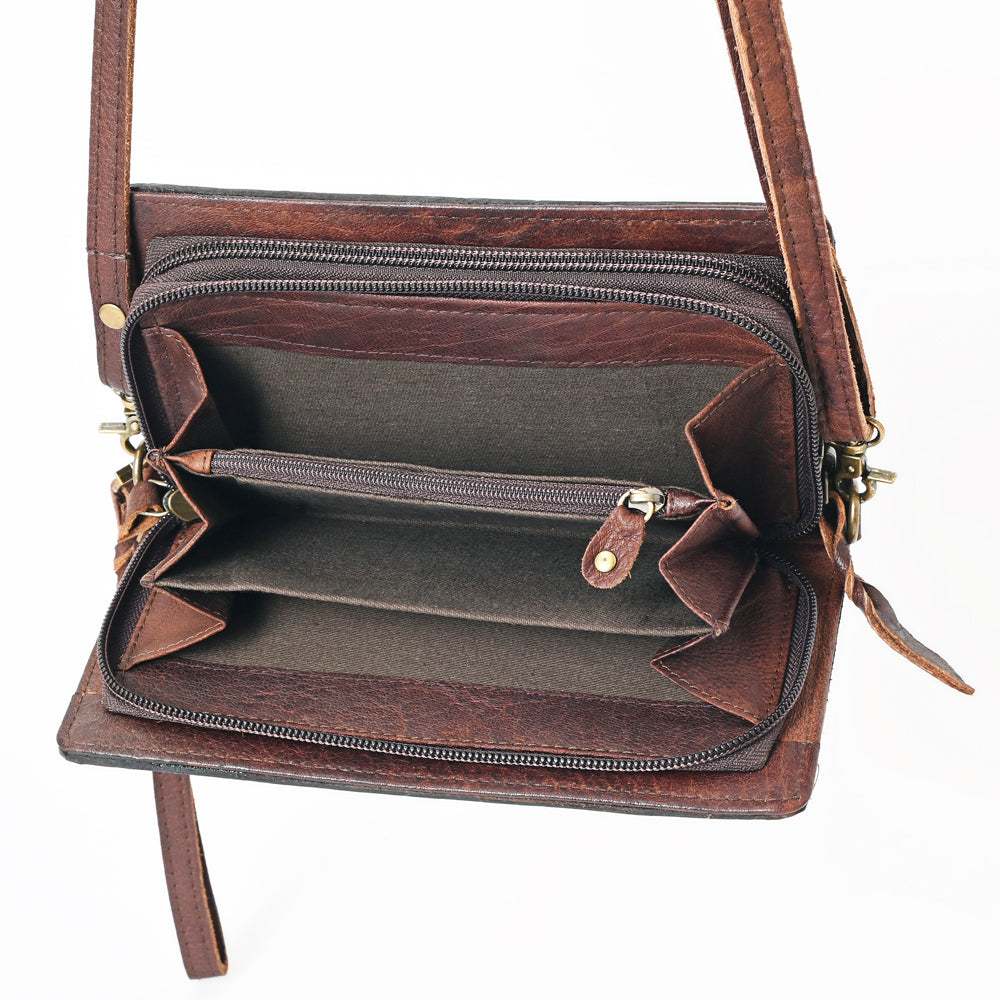 ADBGM169 Hair-On Leather Western Crossbody Purse with Western Scene
